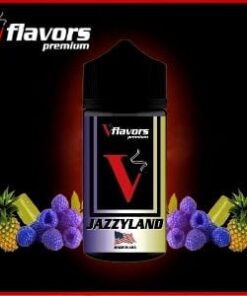 Jazzyland Vflavors 120 ml (μπλε βατόμουρα, ανανά και μια γλυκόξινη καραμέλα)