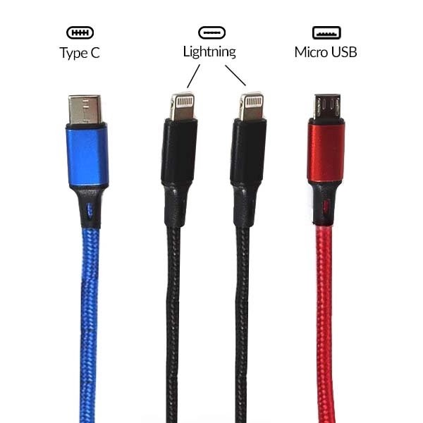 USB Cable 4 σε 1 ( 2 Lightning 1 Micro Usb 1 Type C) 125cm 2.8A