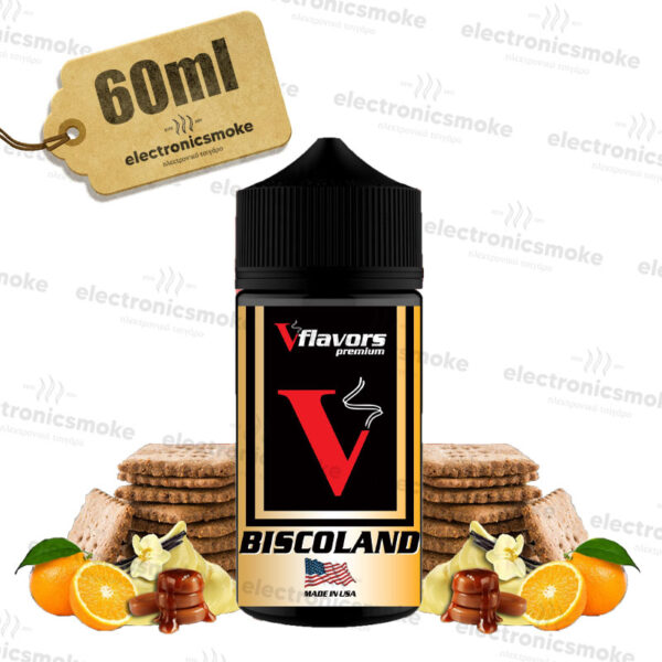 Biscoland Vflavors 60 ml (μπισκότο-βανίλια -καραμέλα βουτύρου-πορτοκάλι)