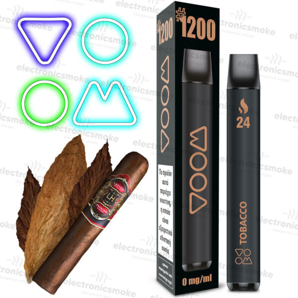 Tobacco 1200 puffs – Χωρίς Νικοτίνη VOOM 24 ( Καπνικό γεύση τσιγάρο)