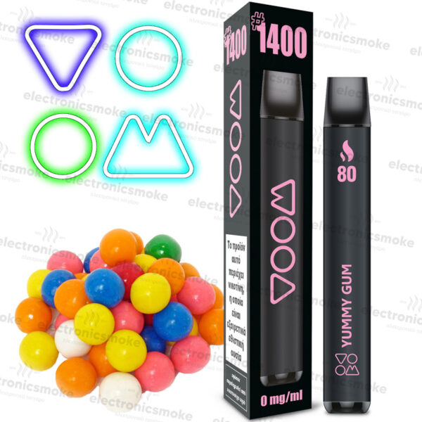 Yummy Gum 1400 puffs – Χωρίς Νικοτίνη - VOOM 80 ( bubblegum )